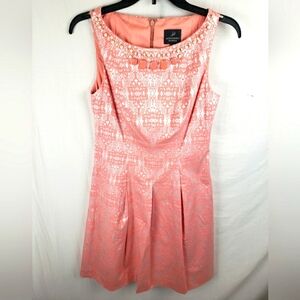 Adrianna Papell Pink Shimmering Sleeveless Jeweled Dress Sz 4